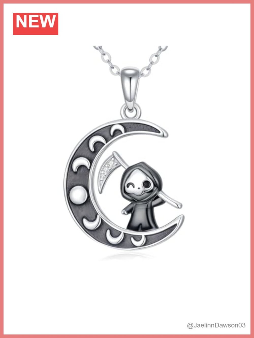 Sterling Silver Skull Pendant Necklace 925 Zirconia Adjustable Halloween